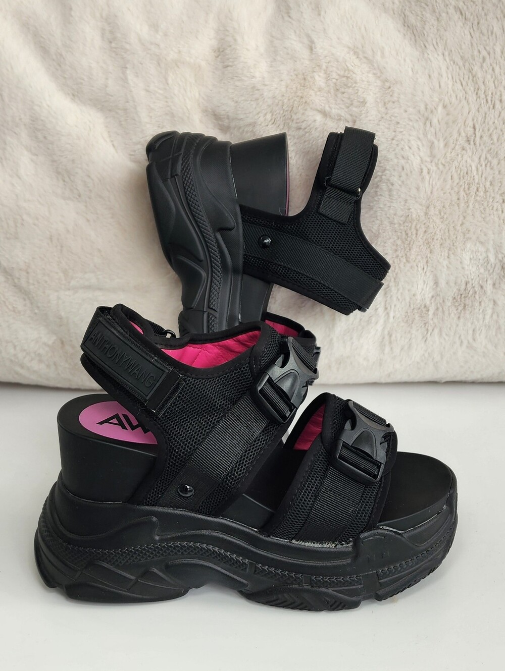 Anthony Wang Chunky Platform Sport Sandals Ankle Buckle Size 9